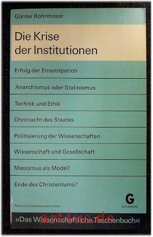 Seller image for Die Krise der Institutionen. Das wissenschaftliche Taschenbuch ; 3 for sale by art4us - Antiquariat