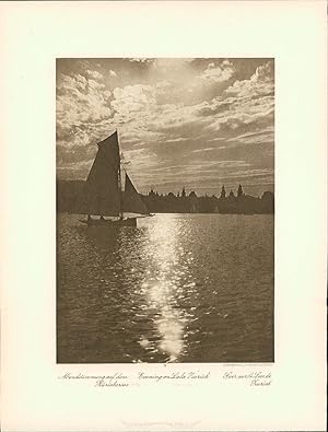 Seller image for Tiefdruck : Rheinfall bei Schaffhausen. Abendstimmung auf dem Zricher See. Doppeltafel nach Photographien for sale by Bcher bei den 7 Bergen