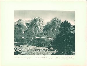 Seller image for Kupfertiefdruck : Davos. Schuls mit Lischannagruppe. Doppeltafel nach Photographien for sale by Bcher bei den 7 Bergen