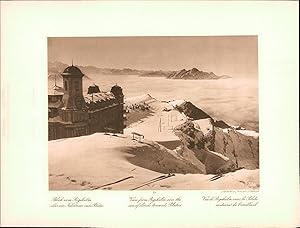 Seller image for Kupfertiefdruck : Rigifirst und Kaltbad. Blick von Rigikulm ber das Nebelmeer zum Pilatus. Doppeltafel nach Photographien for sale by Bcher bei den 7 Bergen