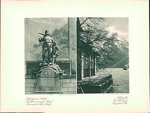 Seller image for Kupfertiefdruck : Sisikon mit Urirotstock. Telldenkmal in Altdorf. Tellskapelle. Doppeltafel nach Photographien for sale by Bcher bei den 7 Bergen