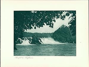 Seller image for Kupfertiefdruck : Rheinfall bei Schaffhausen. Herbstabend am Untersee. Doppeltafel nach Photographien for sale by Bcher bei den 7 Bergen