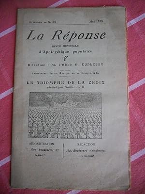 Seller image for La Reponse - Revue mensuelle d'Apologetique populaire - Le triomphe de la croix realise par Guillaume II for sale by Frederic Delbos
