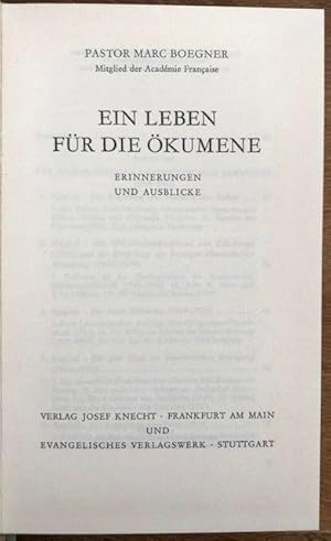 Seller image for Ein Leben fr die kumene. Erinnerungen und Ausblicke. for sale by Antiquariat Lohmann