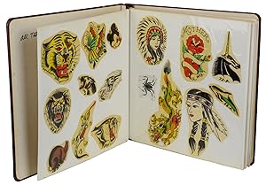 Bild des Verkufers fr [Tattoo Flash Art] 1970s sample book with approximately 200 designs for tattoos zum Verkauf von Burnside Rare Books, ABAA