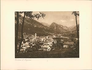 Bild des Verkufers fr Kupfertiefdruck : Tofana. Cortina d Ampezzo. Doppeltafel nach Photographien. Tirol. zum Verkauf von Bcher bei den 7 Bergen