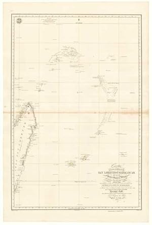 Imagen del vendedor de Carta de la costa oriental de la isla San Lorenzo  Madagascar con las de Borbon Francia y Rodriguez y otras islas, bancos y bajos comprendidos en la partie del Oceano Indio. a la venta por Altea Antique Maps