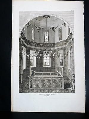 GRAVURE ORIGINALE. Chapelle sépulchrale d'Eyub. Planche originale issue du Tableau général de l'E...