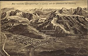 Landkarten Ansichtskarte / Postkarte Felle, Eugen, Grödig in Salzburg, Russisches Gefangenenlager...