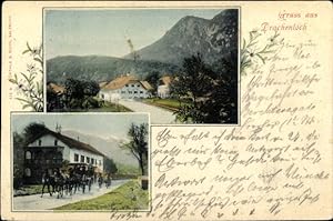 Ansichtskarte / Postkarte Sankt Leonhard Grödig in Salzburg, Drachenloch, Ortsansichten, Kutsche