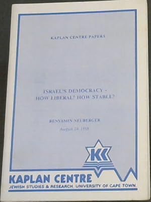 Immagine del venditore per Israel's Democracy- How Liberal? How Stable? venduto da Chapter 1