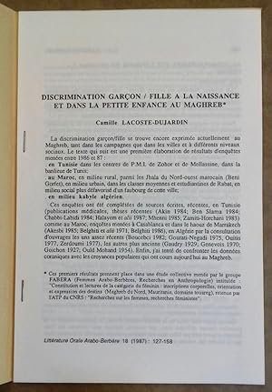 Bild des Verkufers fr Discrimination garon-fille  la naissance et dans la petite enfance au Maghreb zum Verkauf von Meretseger Books