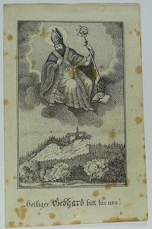 Seller image for Heiliger Gebhard bitt fr uns!. Lithographie um 1850, 10 x 6,5 cm for sale by Antiquariat Johannes Mller