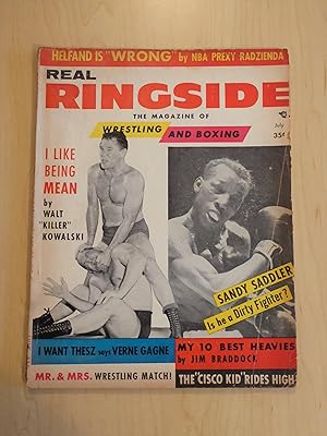 Real Ringside The Magazine of Wrestling and Boxing, July 1956, Killer Kowalski, Sandy Saddler