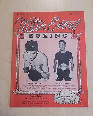 The Main Event Boxing Wrestling Magazine April 30, 1949, Manuel Ortiz, Lauro Salas, Argentina Rocca