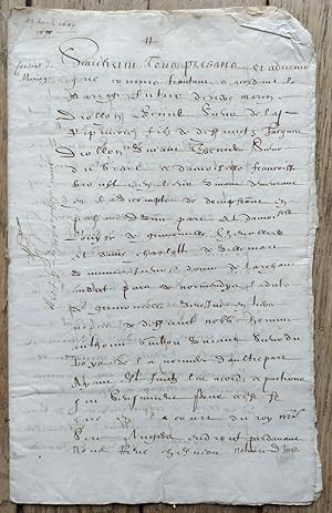 Contrat de Mariage - DROLLON Marion et Louise de GRIMOUVILLE - 1609