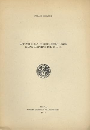 Appunti sulla Sanctio delle Leges Iuliae Agrariae del 59 a.C.