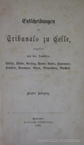 5. Jahrgang. Hannover, Helwing, 1862. VIII, 393 S. Pappband der Zeit mit rotem Rückenschild; Kapi...