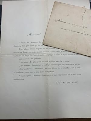 WIJCK, VAN DER--- Brief van H.C. van der Wijck, d.d. 's Gravenhage 1887, gericht aan leden der Tw...