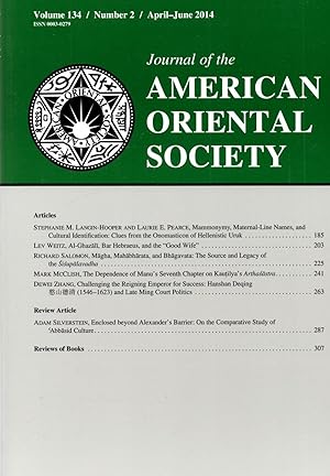 Seller image for Journal of the American Oriental Society Volume 134 Number 2 April - June 2014 for sale by Book Booth