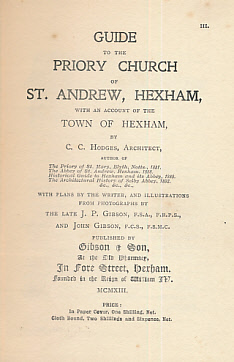 Image du vendeur pour Guide to the Priory Church of St. Andrew, Hexham, With an Account of the Town of Hexham mis en vente par Barter Books Ltd