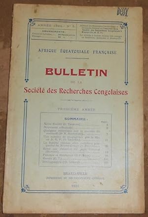 Bulletin de la Société des Recherches Congolaises n°5