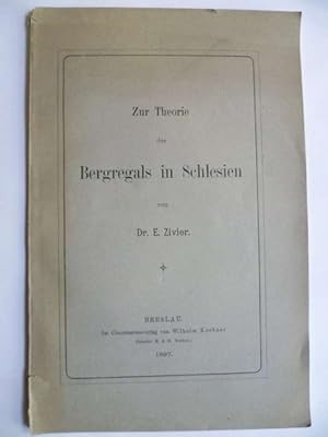 Seller image for Zur Theorie des Bergregals in Schlesien. for sale by Ostritzer Antiquariat