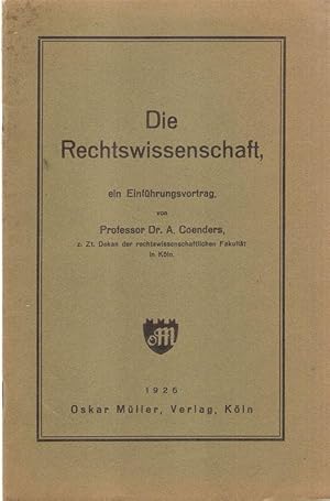 Imagen del vendedor de Die Rechtswissenschaft als Einfhrungsvortrag. a la venta por Brbel Hoffmann