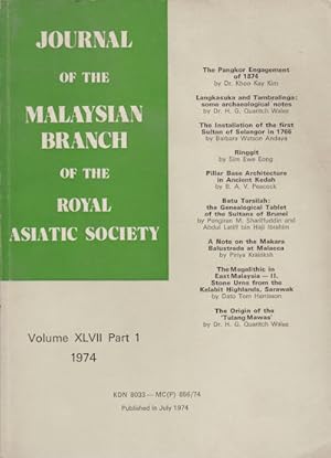 Bild des Verkufers fr Journal of the Malaysian Branch, Royal Asiatic Society. Volume XLVII, Part 1, 1974 (No. 225). zum Verkauf von Asia Bookroom ANZAAB/ILAB