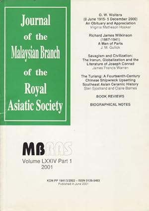 Bild des Verkufers fr Journal of the Malaysian Branch, Royal Asiatic Society. Volume LXXIV, Part 1, 2001 (No. 280). zum Verkauf von Asia Bookroom ANZAAB/ILAB