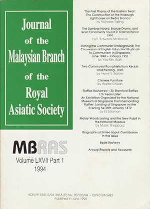 Image du vendeur pour Journal of the Malaysian Branch Royal Asiatic Society. Volume LXVII, Part 1 1994. (No. 266). mis en vente par Asia Bookroom ANZAAB/ILAB