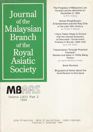 Immagine del venditore per Journal of the Malaysian Branch Royal Asiatic Society. Volume LXVII, Part 2 1994. (No. 267). venduto da Asia Bookroom ANZAAB/ILAB