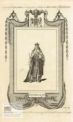 Bild des Verkufers fr George II. Ganzfigur mit Krone, Zepter und Reichsapfel. Kupferstich von Grainger nach Wale 1782 zum Verkauf von historicArt Antiquariat & Kunsthandlung