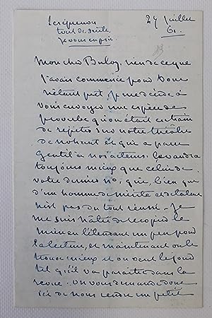 Lettre autographe de George Sand à François Buloz