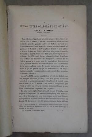 Imagen del vendedor de La rgion entre Ouargl et El Gola a la venta por Meretseger Books