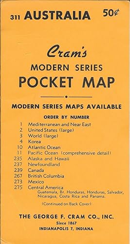 Cram's Modern Series Pocket Map #311 - Australia