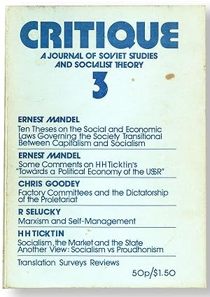 Bild des Verkufers fr Critique: A Journal of Soviet Studies and Socialist Theory. Autumn 1974 zum Verkauf von Lorne Bair Rare Books, ABAA