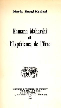 Imagen del vendedor de Ramana Maharshi et l'Exprience de l'tre a la venta por Le Petit Livraire