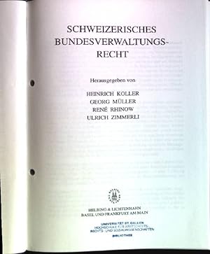 Seller image for Schweizerisches Bundesverwaltungsrecht. for sale by books4less (Versandantiquariat Petra Gros GmbH & Co. KG)