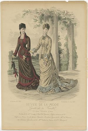 Antique Fashion Print (No. 283) Revue de la Mode (1877)