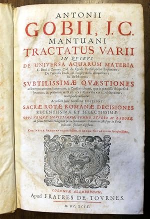 Tractatus varii in quibus de universa aquarum materia L. Bene a Zenone. Cod. de quadr. praescript...