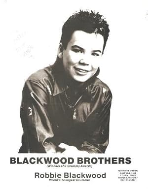 SIGNED, PROFESSIONAL PHOTOGRAPH OF ROBBIE BLACKWOOD, WORLD'S YOUNGEST DRUMMER:; Blackwood Brother...