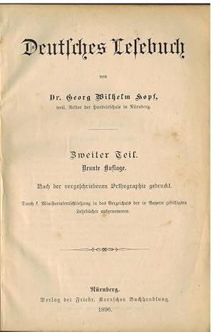 Bild des Verkufers fr Deutsches Lesebuch. Zweiter Teil. zum Verkauf von Antiquariat Appel - Wessling