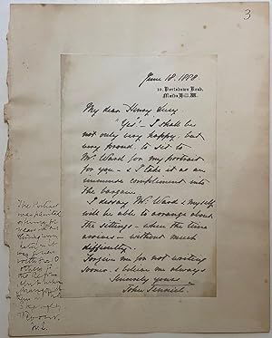 Autographed letter signed about his appointment to sit for a portrait