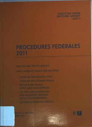 Seller image for Procedures federales 2011. for sale by books4less (Versandantiquariat Petra Gros GmbH & Co. KG)