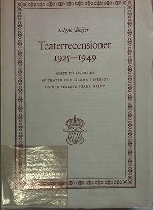 Bild des Verkufers fr Teaterrecensioner 1925-1949. zum Verkauf von books4less (Versandantiquariat Petra Gros GmbH & Co. KG)