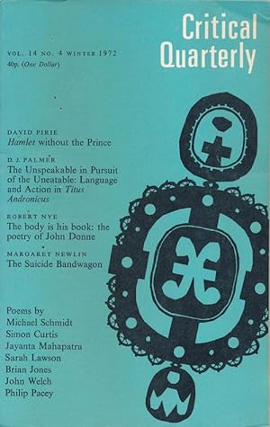 Imagen del vendedor de Critical Quarterly Volume 14, Number 4, Winter 1972 a la venta por Good Books In The Woods