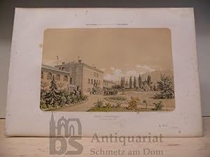 Usines d'Angleur. Vue de la Direction, prise du Jardin. Dessiné d'après la nat. et Lith. par A. M...