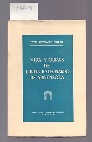 Imagen del vendedor de VIDA Y OBRA DE LUPERCIO LEONARDO DE ARGENSOLA a la venta por Libreria 7 Soles