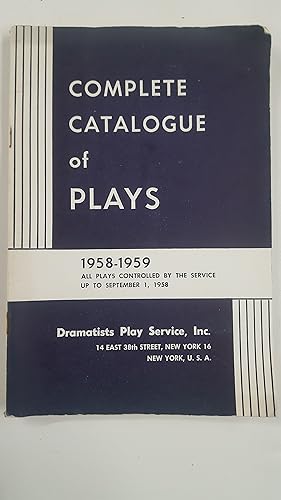 Bild des Verkufers fr Complete Catalogue of Plays 1958-1959 zum Verkauf von Cambridge Rare Books